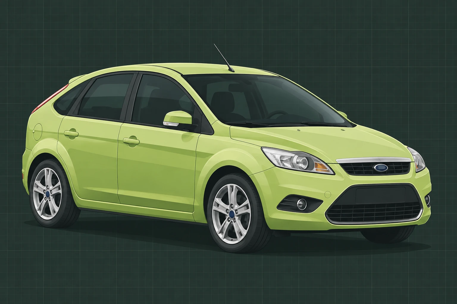 Ford Focus MK2 — stylizowana ilustracja europejskiego hatchbacka