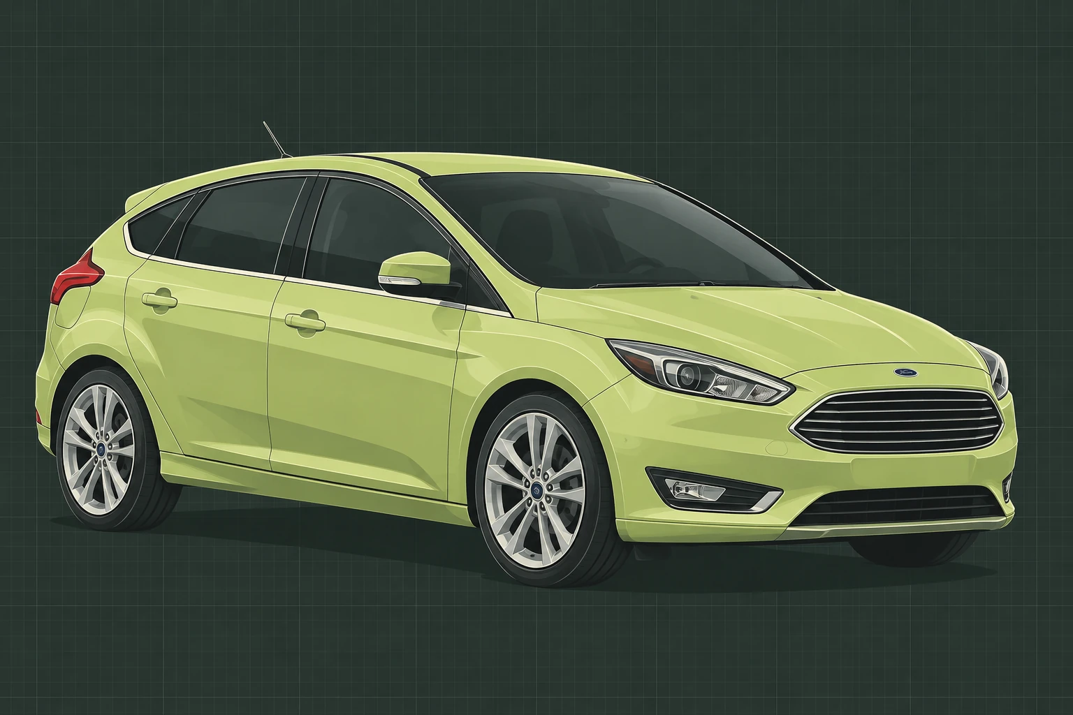 Ford Focus MK3 — stylizowana ilustracja europejskiego hatchbacka